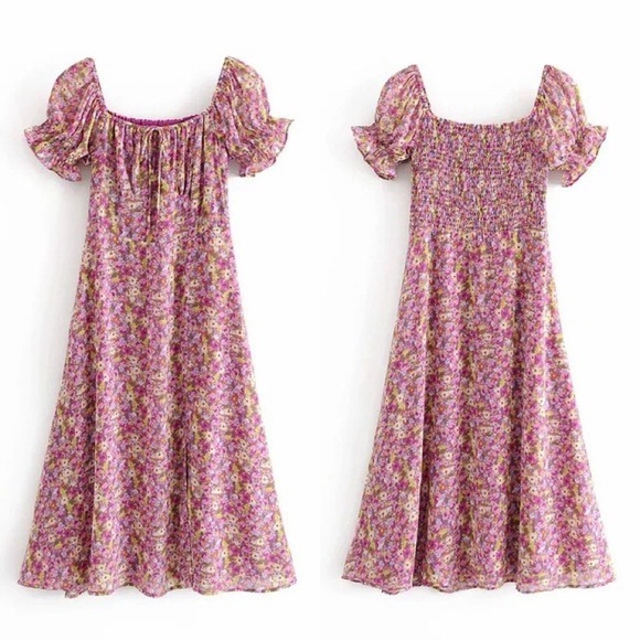 opt Dresses & Skirts - NWT O.P.T. Purple Floral MIDI Dress size S